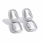 Double Rectangle Drop Earrings, silver