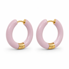 ZARD Jewelry Enamel Hoop Earrings, dusty pink enamel with 18K gold accents