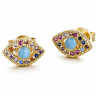 Zard Jewelry Evil Eye Stud Earrings in CZ Pavé Accents