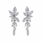 Zard Jewelry Floral Drop Earrings in Marquise Cut Cubic Zirconia
