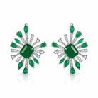 Zard Jewelry Green Clear CZ Crystal Stud Earrings