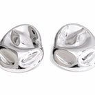 Hammered Statement Chunky Earrings In Gold and Silver, silver, close-up detail view