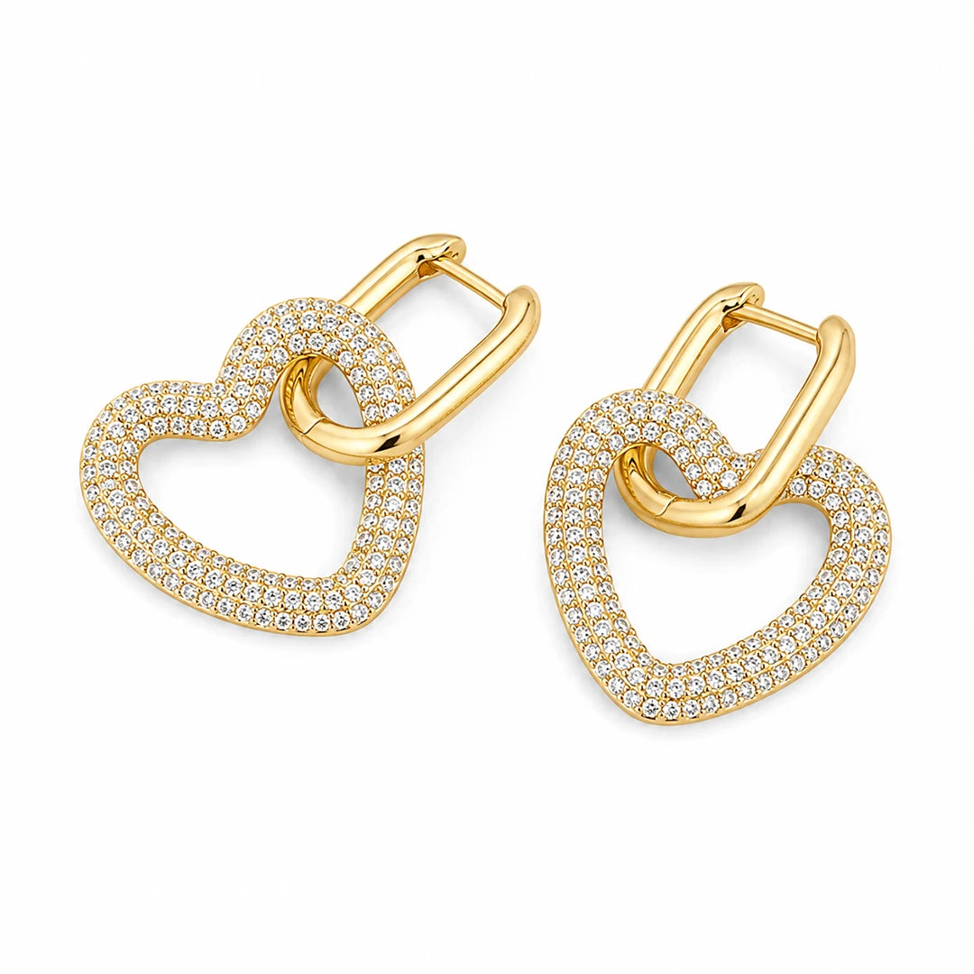 Zard Jewelry Heart Charm Huggie Hoop Multi-wear Earrings