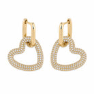 Heart Charm Huggie Hoop Multi-wear Earrings, close-up detail view