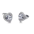 Heart Stud Earrings in CZ, clear