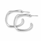 Irregular Wave Hoop Earrings, silver