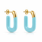 Zard Jewelry Large Enamel Oval Hoop Earrings, blue