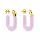 Large Enamel Oval Hoop Earrings, lilac