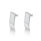 Linear Sculpted Earrings in Gold and Silver, silver, close-up detail view