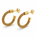 Zard Jewelry Mesh Tube Hoop Earrings in Gold Plate