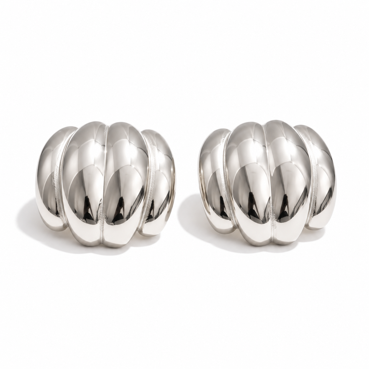 Zard Jewelry Silver Chunky Sculpted Dome Statement Earrings