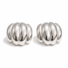 Zard Jewelry Silver Chunky Sculpted Dome Statement Earrings