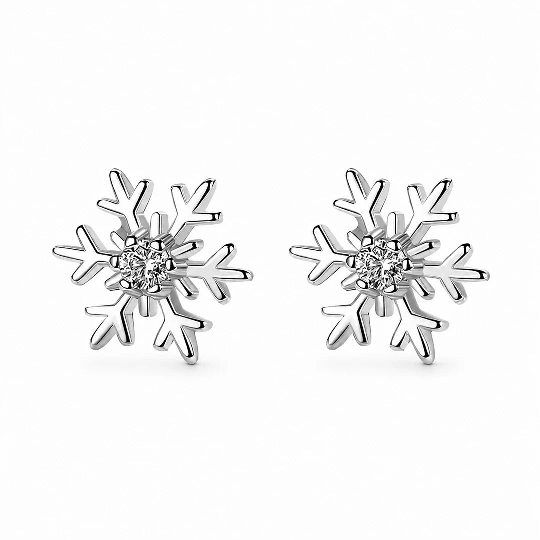 Zard Jewelry Snowflake Cubic Zirconia Stud Earrings in Sterling Silver