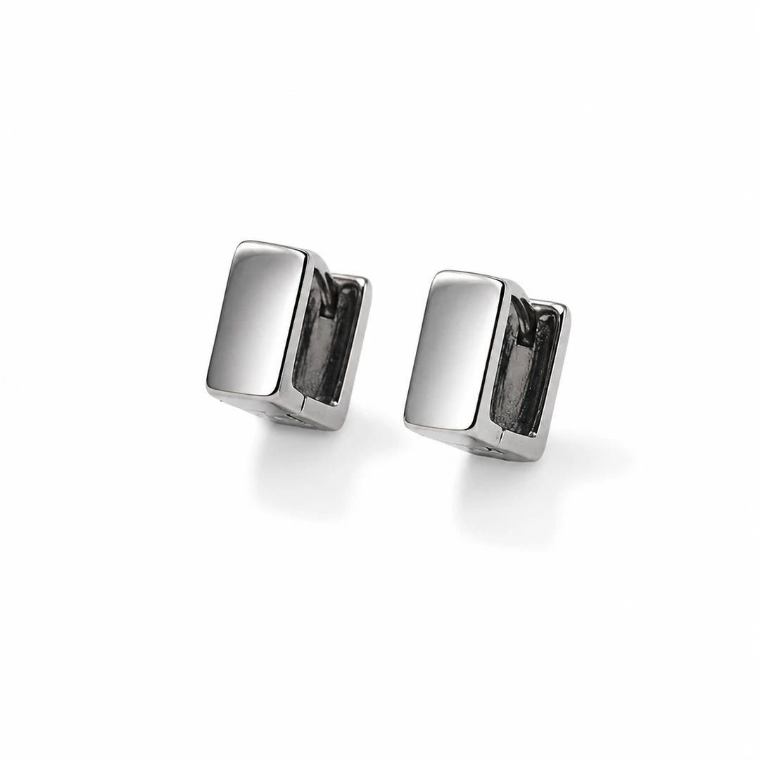 Zard Jewelry Square Huggie Hoop Earrings in Black Ruthenium