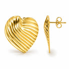 Zard Jewelry Textured Heart Stud Earrings Gold