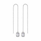 Threader Earrings in Emerald-Cut Clear CZ