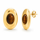 Tiger Eye Crystal Chunky Stud Earrings in Gold