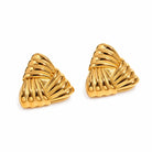 Zard Jewelry Triangle Sculptured Drop Earrings in 14k Gold