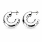 Tube Hoop Chunky Earrings Gold and Silver, silver