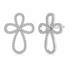 Zard Jewelry Twisted Cross Stud Earrings in Cubic Zirconia Accents