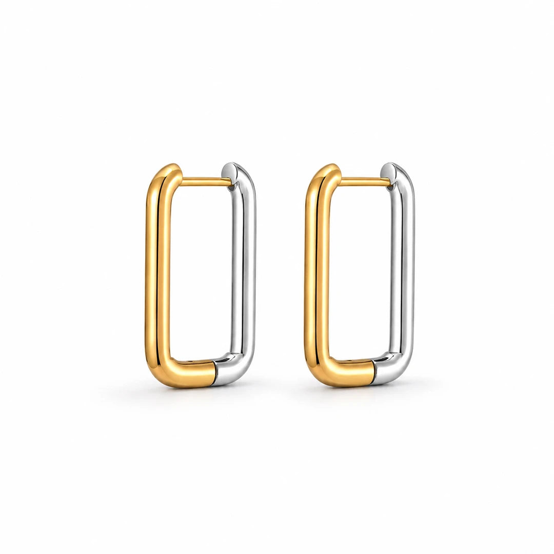 Zard Jewelry Two-Tone Link Reversible Hoop Earrings