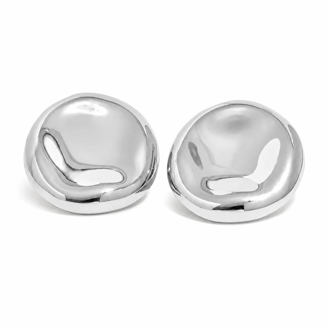 Wavy Textured Disc Earrings, silver