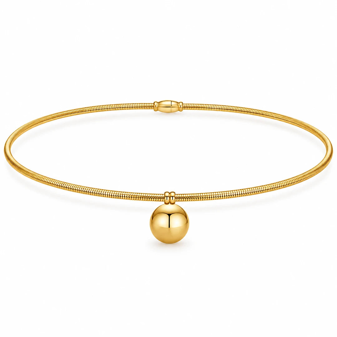 Zard Jewelry Ball Charm Choker Collar in 14K Gold