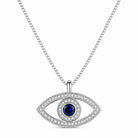 Blue Evil Eye Pendant Necklace in Sterling Silver