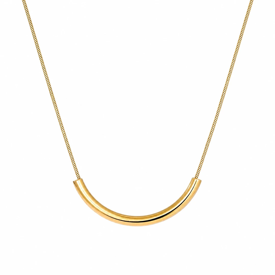 Zard Jewelry Curved Tube Charm Snake Chain Necklace