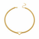 Zard Jewelry Heart Charm Cuban Link Chain Choker Necklace