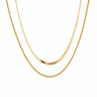Zard Jewelry Herringbone and Rope Double Chain Layered Necklace
