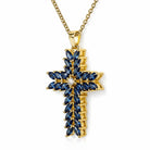 Large Cross Pendant Necklace in Blue CZ Accent, alternate angle