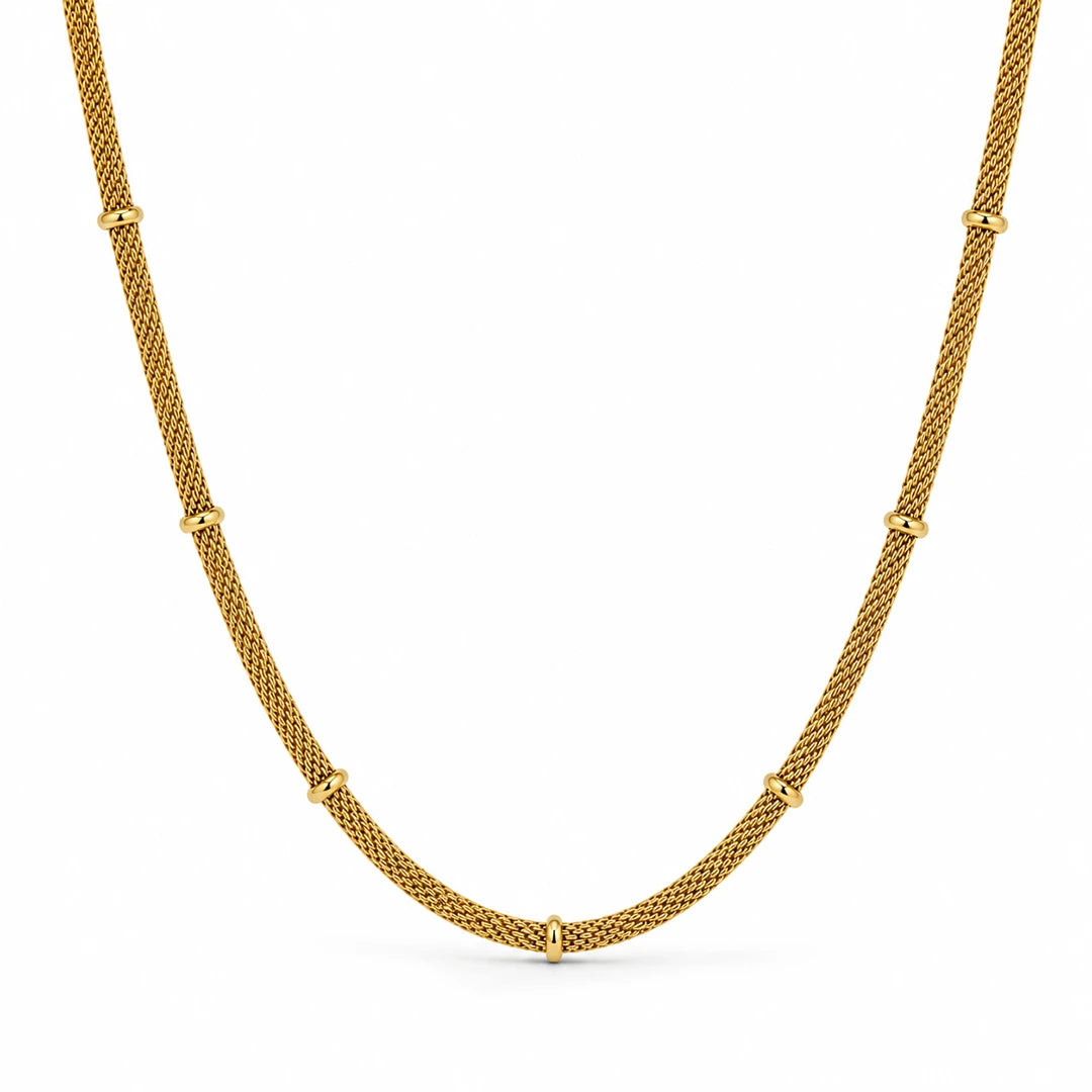 Zard Jewelry Mesh Chain Station Necklace