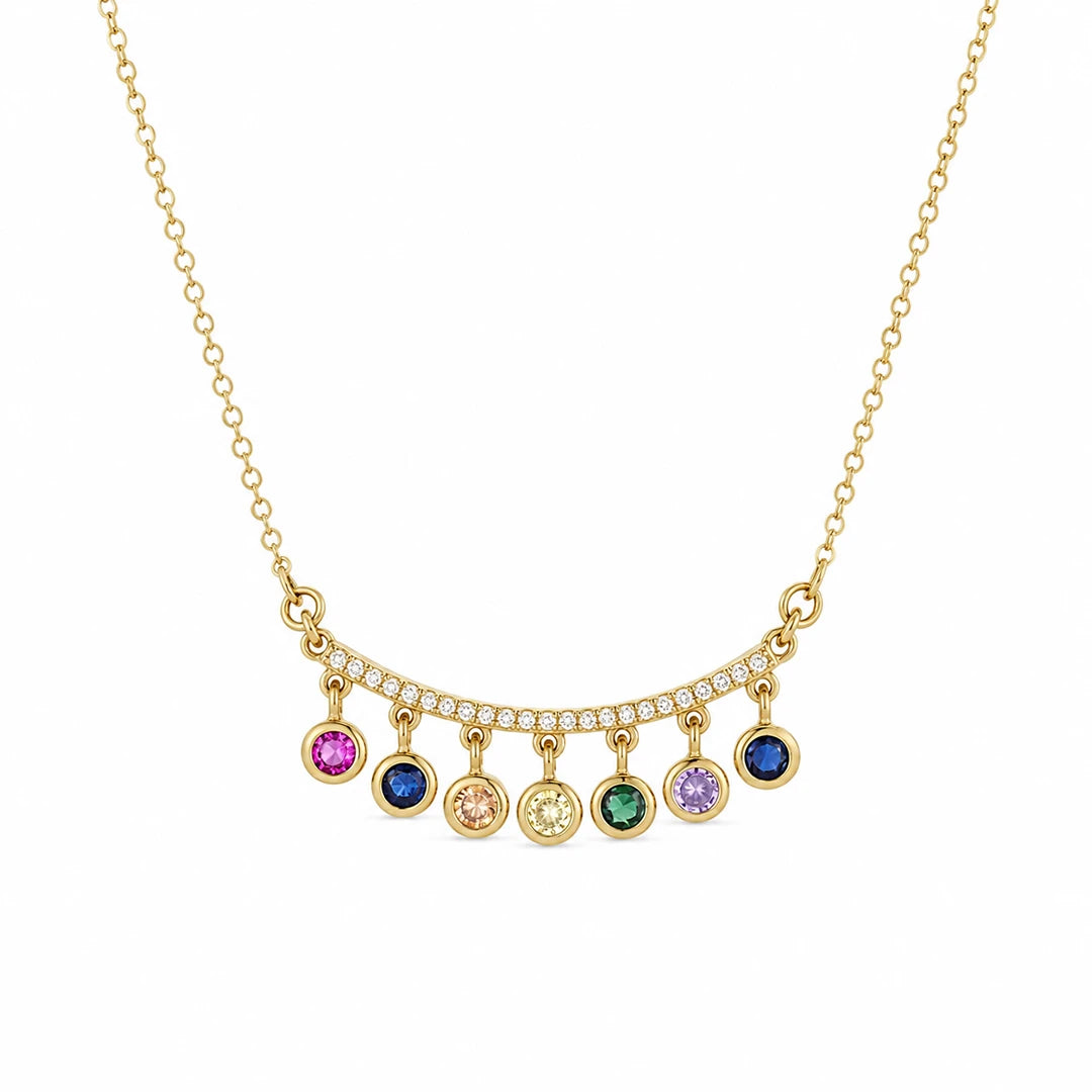 Zard Jewelry Multicolored CZ Accent Charm Necklace
