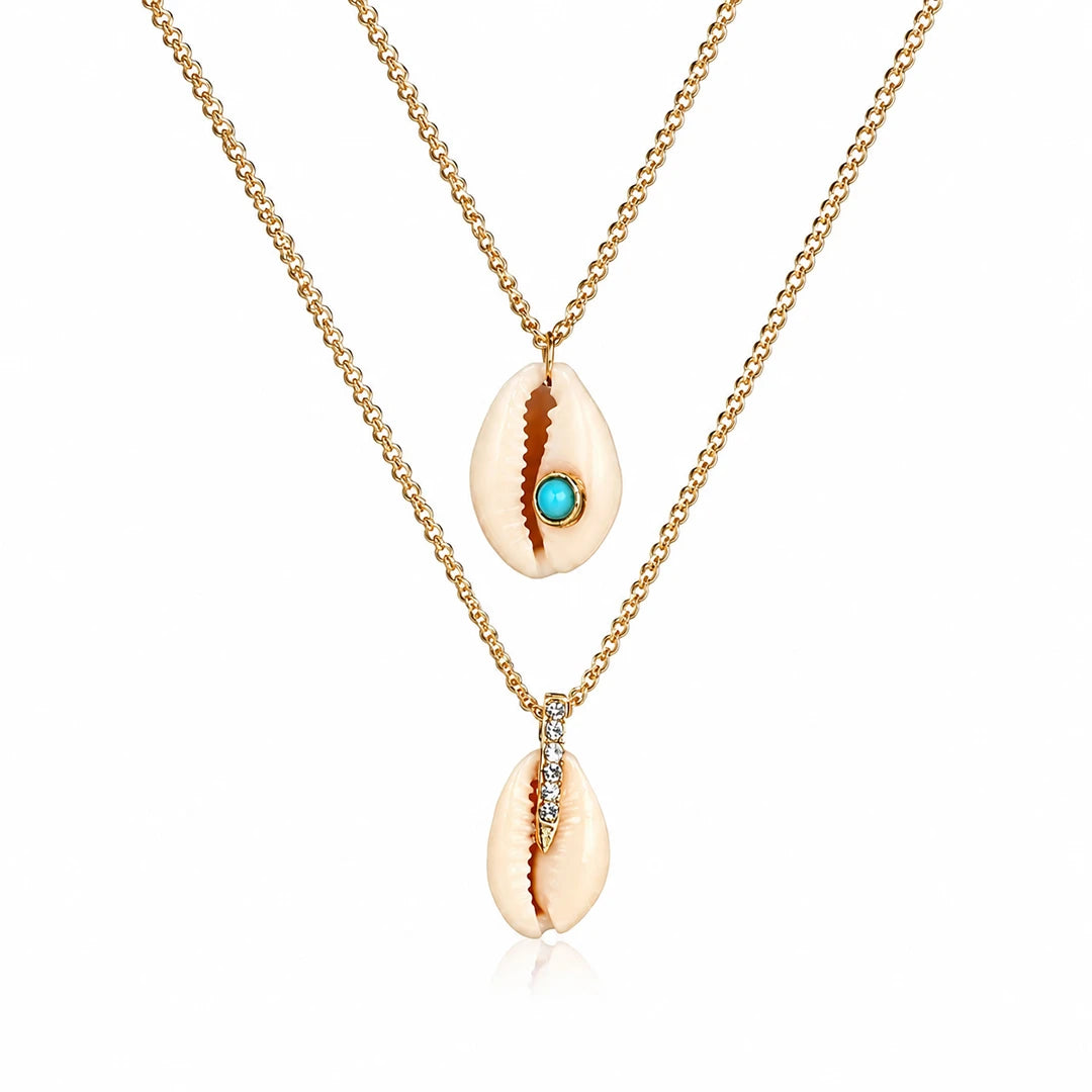Natural Shell Charm Double Layered Necklace