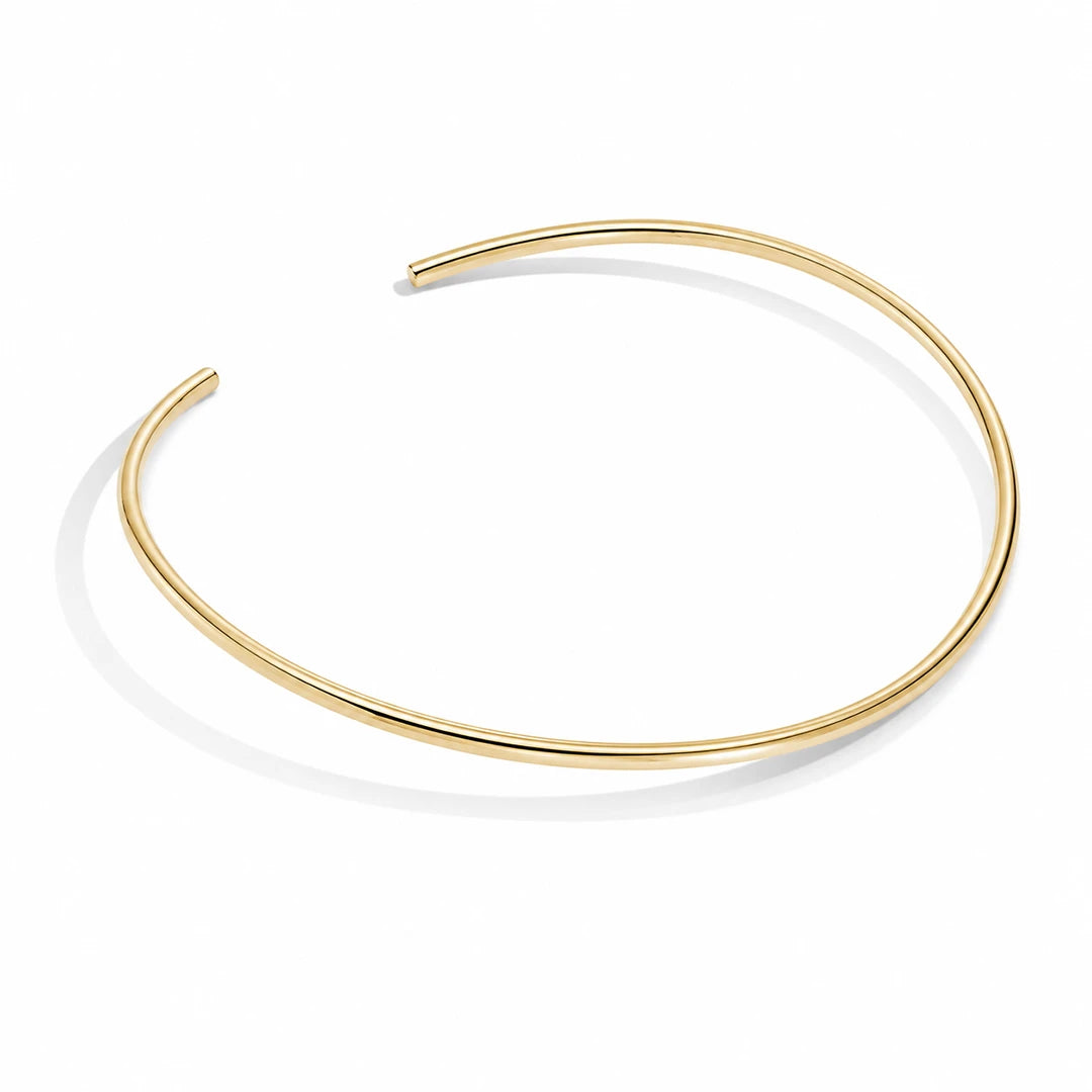 Zard Jewelry Open Collar Solid Flat Choker Slider in Gold