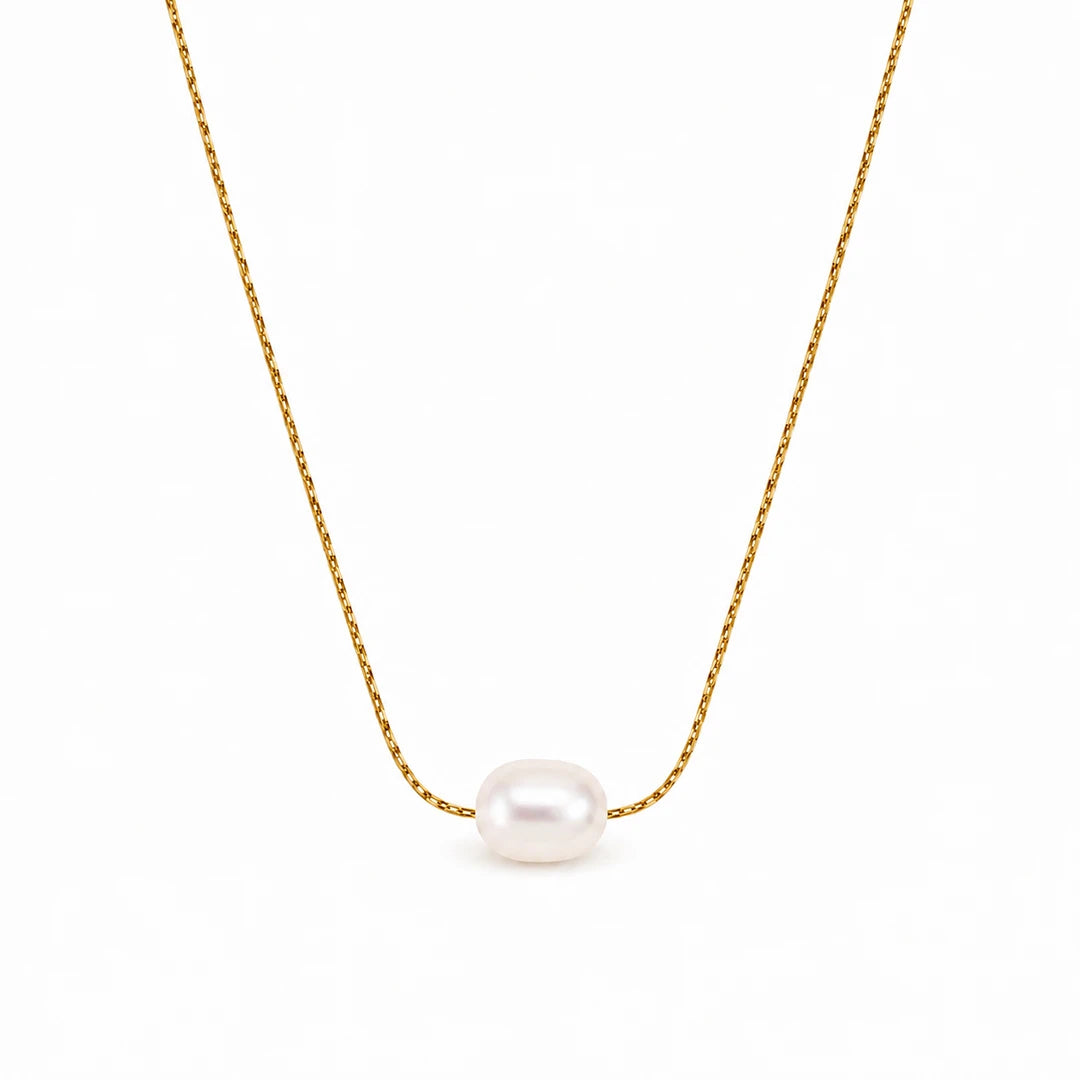 Zard Jewelry Single Freshwater Baroque Pearl Necklace in Gold and Silver, gold