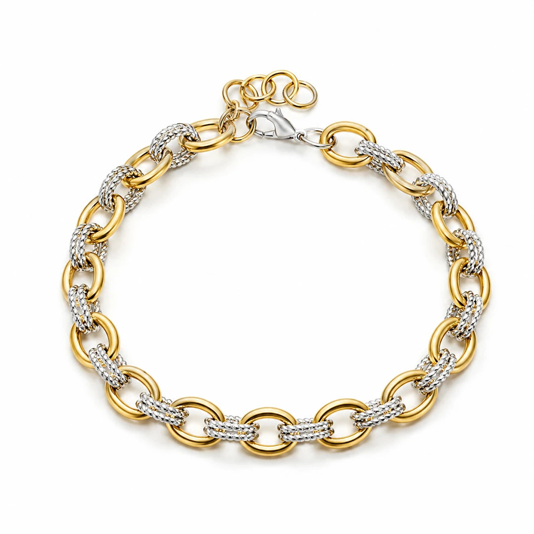 Zard Jewelry Statement Link Chain Necklace In 18K Gold Sterling Silver Combination