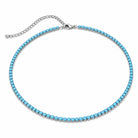 Turquoise Tennis Choker Necklace in Gold and Silver, silver
