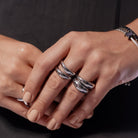 Model wearing Zard Jewelry rings, second look