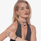 Model wearing Zard Jewelry rings, third look