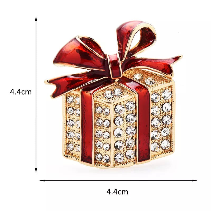 Christmas Gift Box Brooch Holiday Jewelry