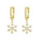 Zard Jewelry CZ Dangle Snowflake Charm Earrings, gold